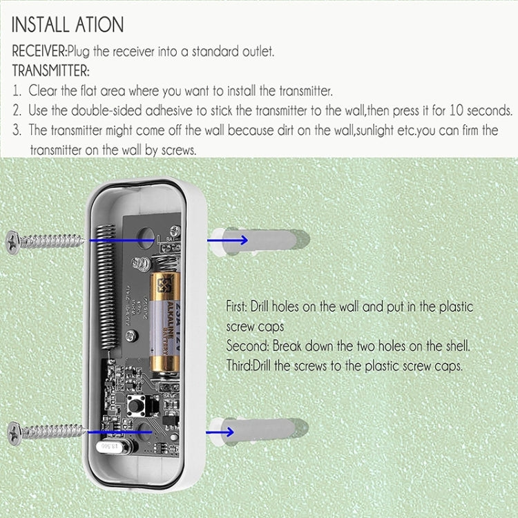 N15K-2T1-B 110dB IP55 Waterproof Wireless Doorbell, Receiver x 1 and Transmitter x 2, US Plug, N15K-2T1-B N15K-2T1-B 110dB IP55 Waterproof Wireless Doorbell, Receiver x 1 and Transmitter x 2, US Plug, N15K-2T1-B